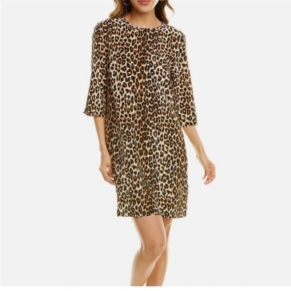 EQUIPMENT Aubrey Silk Mini Dress with Leopard Print - Picture 1 of 10